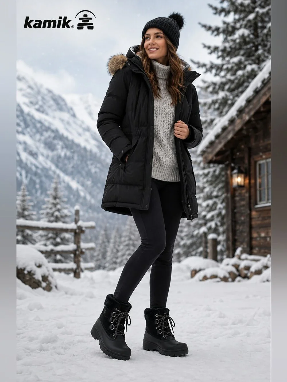 Kamik Lauren Women's Black Winter Boot-Size 8- NEW